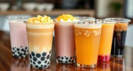 diverse bubble tea flavors