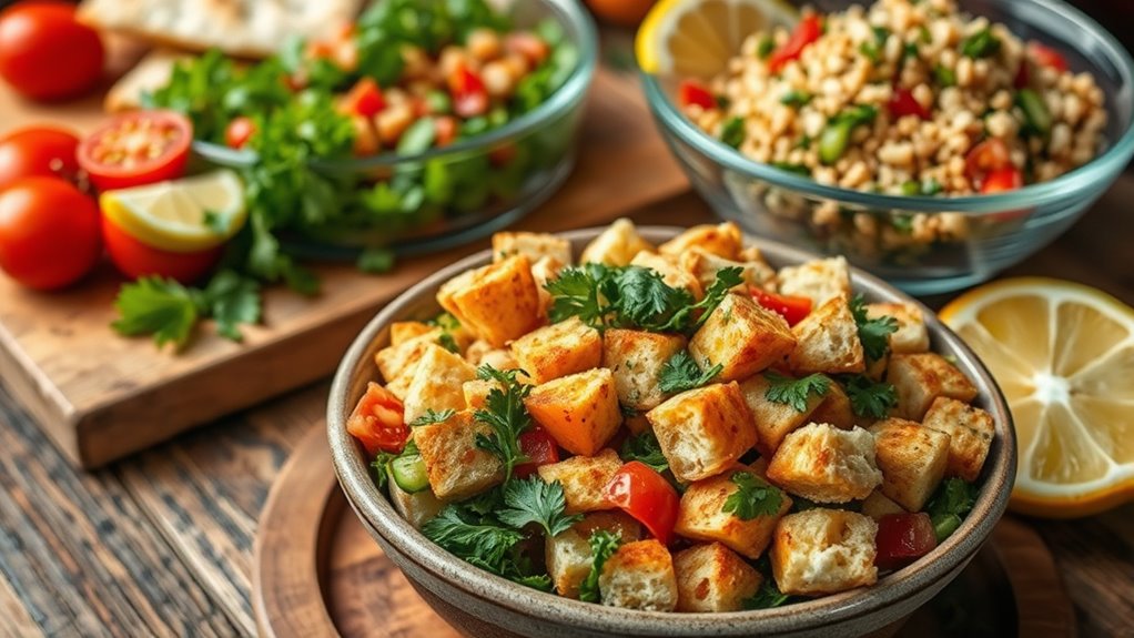 fresh herbs crispy pita