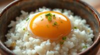 raw egg rice breakfast