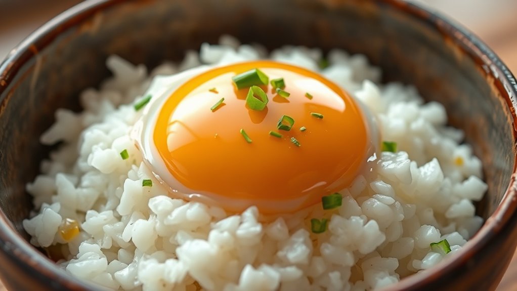 raw egg rice breakfast