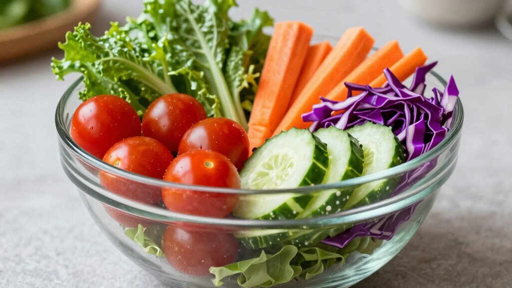 large layered salad prep