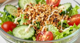 adding crunchy vegetable toppings