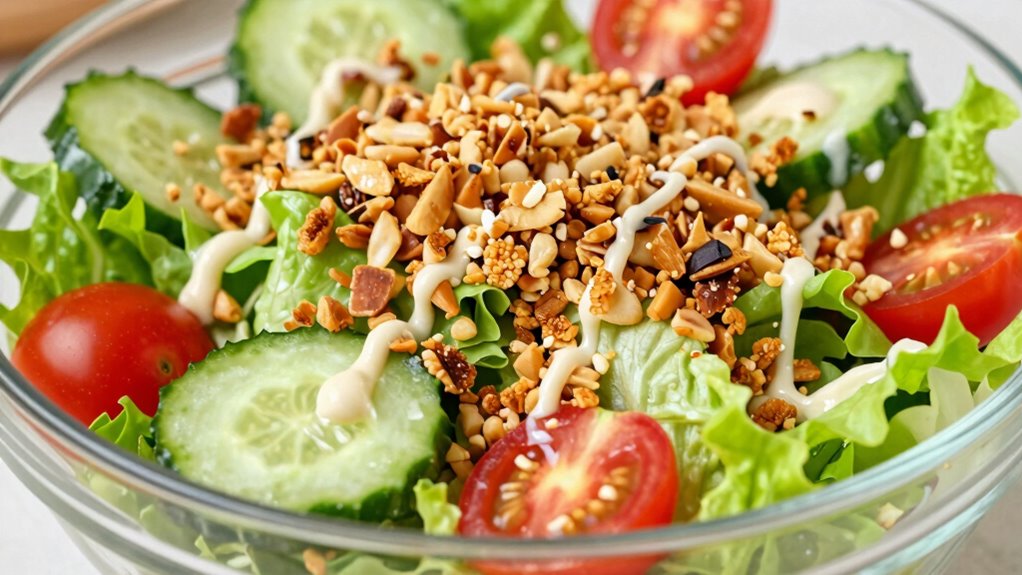 adding crunchy vegetable toppings