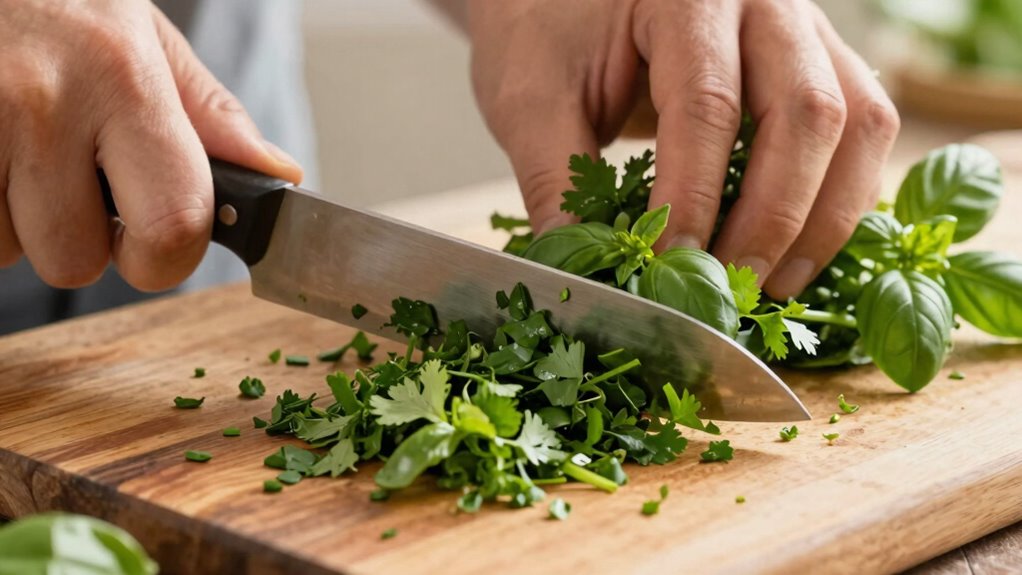 chopping herbs enhances salads