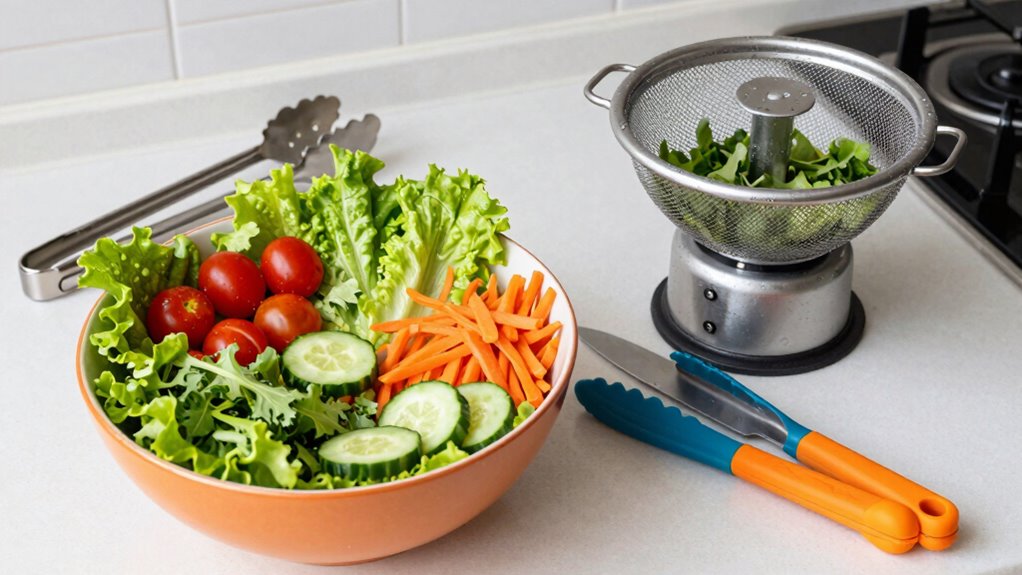 efficient large salad preparation