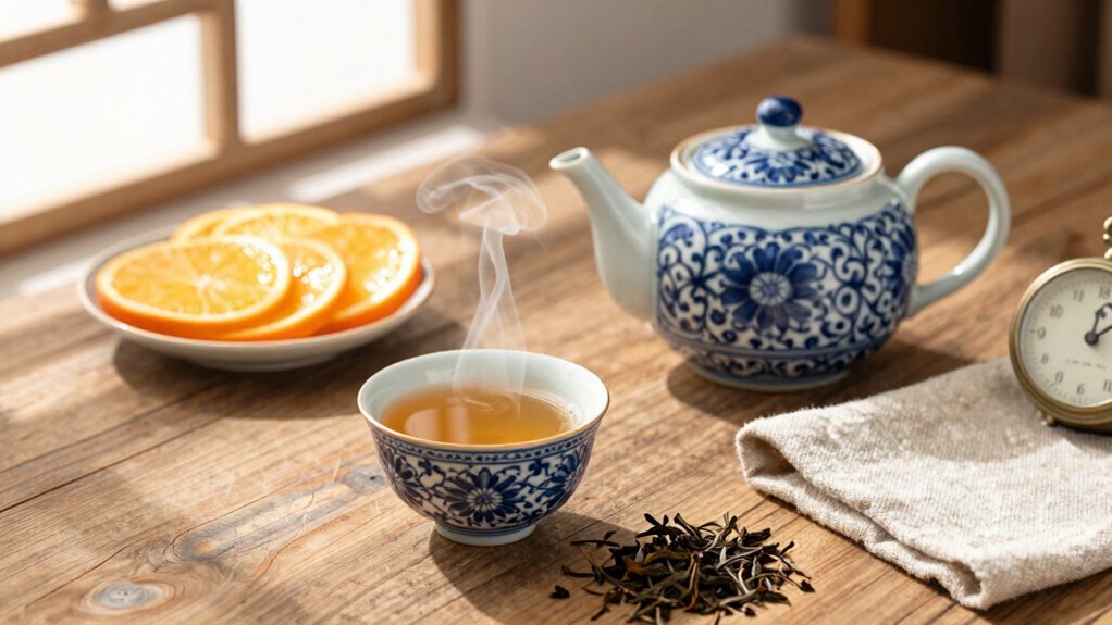 mindful tea brewing ritual