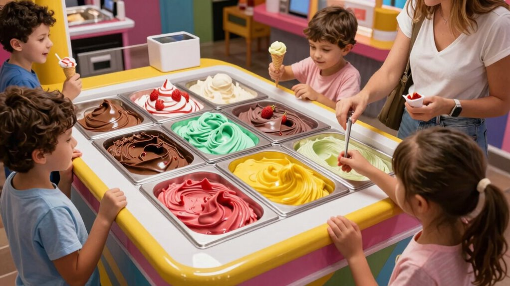 organized varied frozen treat station