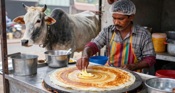 Dosa seller prepares Dosa for Cow that regularly visits his stall
