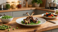 Lamb with peas and broad beans, caponata and vignarola: Conor Gadd’s recipes for Italian-style spring vegetables