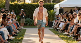 Man accidentally walks runway at Australia Fashion Week while heading for a swim