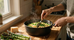 Rachel Roddy’s recipe for orzo with peas, broad beans, asparagus, parmesan and lemon | A kitchen in Rome