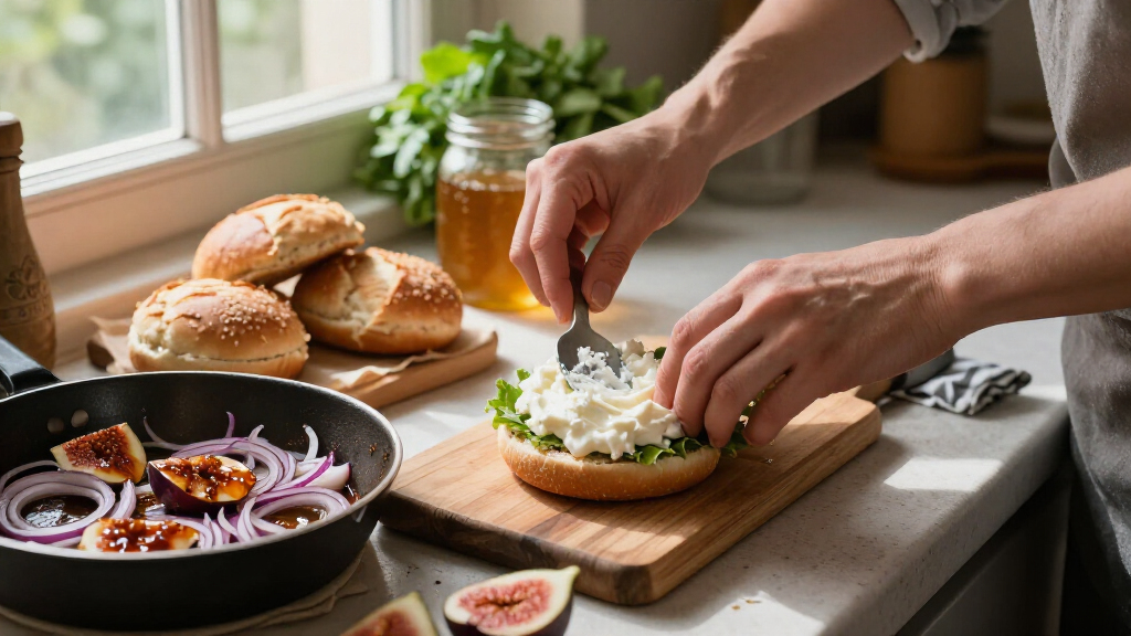 Hamburger Con Fichi, Stracciatella E Cipolle Caramellate