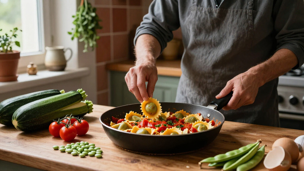 Garganelli Alle Zucchine Con Fave E Pomodoro