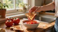 Last Of The Season Garden Fresh Tomato Soup And Homemade Sourdough Grilled Ham And Cheese